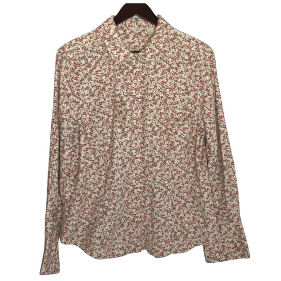 J. Jill Tops - J. Jill Size Large Micro Corduroy Ditzy Floral Snap Front Button Down Shirt